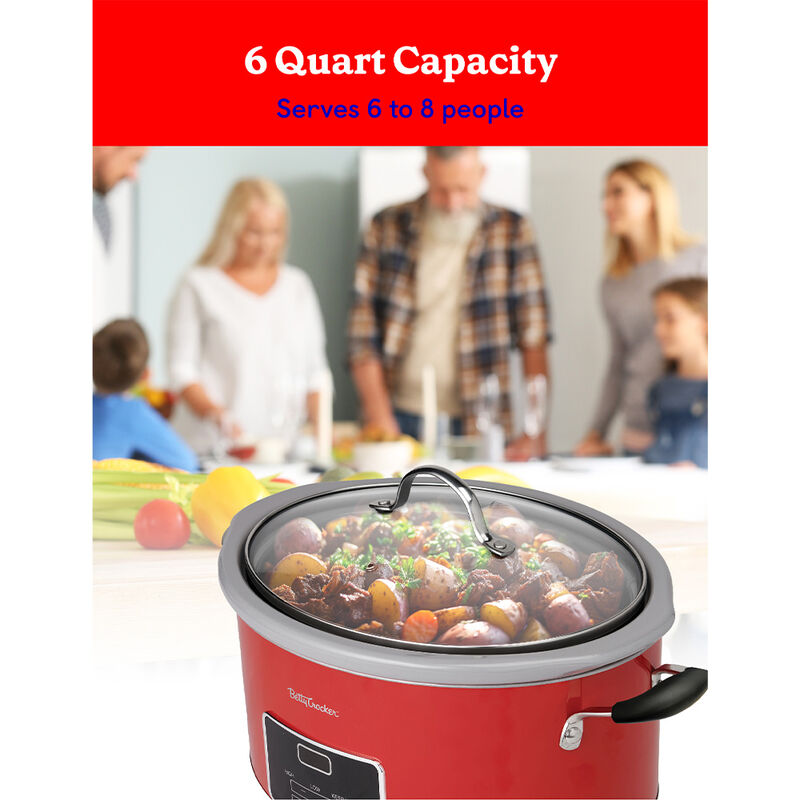 Betty Crocker 6-Quart Oval Digital Slow Cooker, Red image number 6