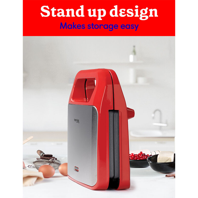 Betty Crocker 3-in-1 Indoor Grill, Sandwich/Panini Press, and Waffle Maker, Red image number 7