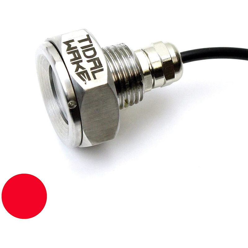 Tidal Wake Underwater LED Boat Drain Plug Light – Plug N’ Play, 1/2" Thread, Red image number 1