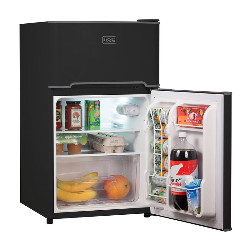 Black+Decker 3.1 cu. ft. 2-Door Mini Fridge with Freezer, Black image number 3