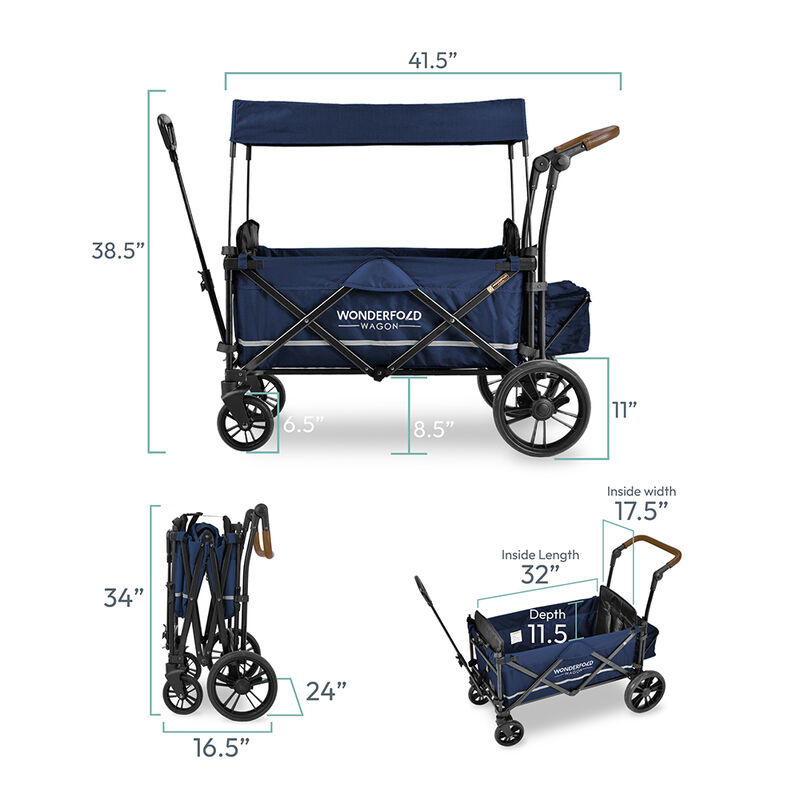 Wonderfold Outdoor X2 Push and Pull Stroller Wagon with Canopy image number 15