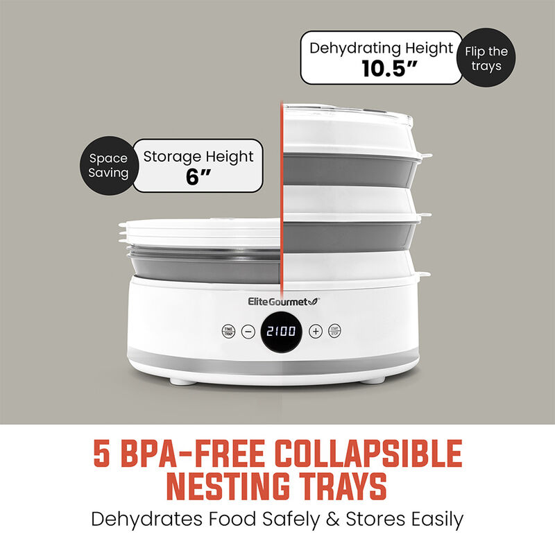 Elite Gourmet EFD523 5-Tray Digital Food Dehydrator image number 4