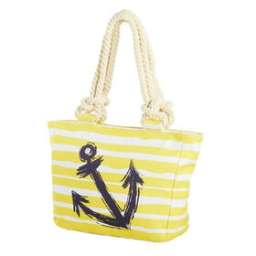Beachcomber Coastal Life Gold/Navy Anchor Tote with Rope Handles