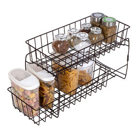 Smart Design 2-Tier Stackable Pull-Out Baskets, Black