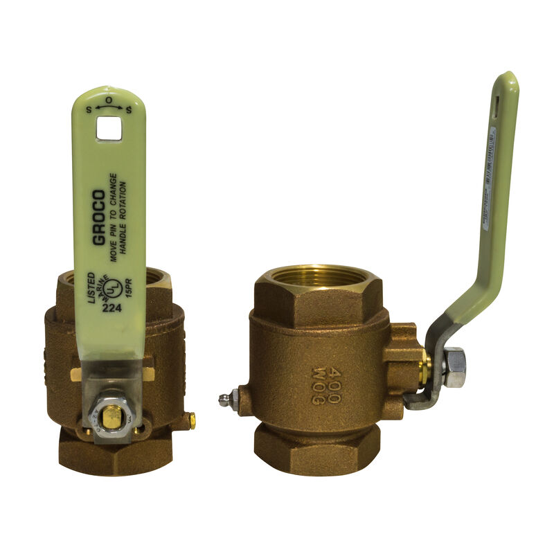 Groco IBV Series Bronze Full-Flow In-Line Ball Valve, 1-1/2" Pipe image number 1