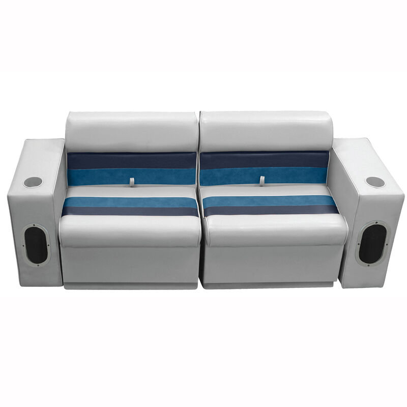 Deluxe Pontoon Furniture w/Toe Kick Base - Front Group 5 Package, Gray/Navy/Blue