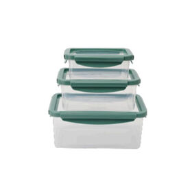 Phantom Chef 6-Piece Rectangular Silicone Food Container Set, 3 Containers with Lids, Green