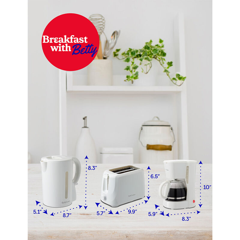 Betty Crocker 3-Piece Kitchen Appliance Set with Coffee Maker, Toaster, and Kettle image number 8