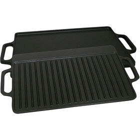 King Kooker 14" x 28" Two-Sided Pre-Seasoned Cast Iron Griddle