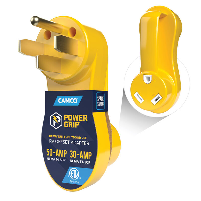 Camco 55135 Power Grip 50A to 30A RV Electrical Offset Adapter