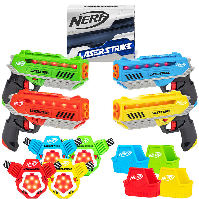 NERF Laser Strike 4 Player Laser Tag Game Pack Complete with 4 300ft Range Blasters, 4 Target Vests & 4 Holsters image number 1