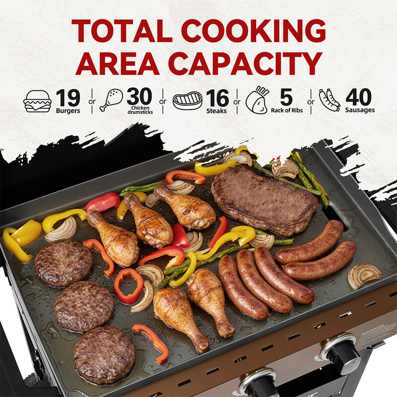 Royal Gourmet 3-Burner Gas Griddle w/ Hood & Shelves - GB3000PY image number 14