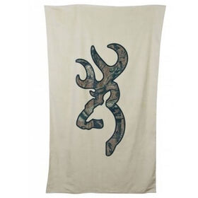 Browning Buckmark Beach Towel, Tan with Camo Logo