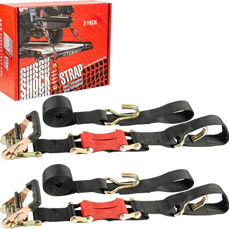 The Perfect Bungee 18' x 2" ShockStrap Ratchet Strap with Wire Hooks, 2-Pack