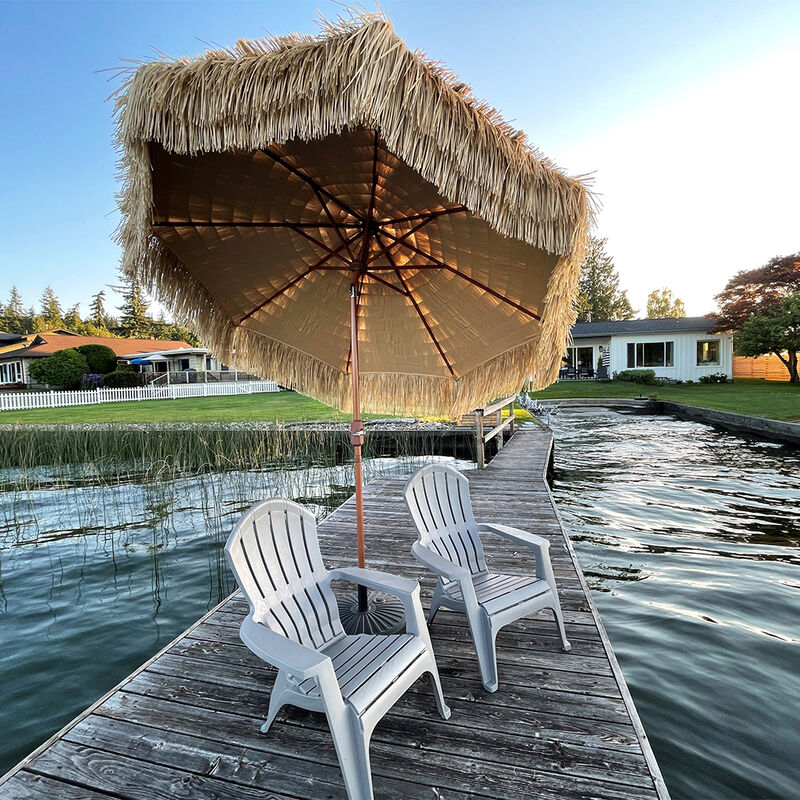 DestinationGear Palapa Tiki Whiskey 9' Patio Umbrella with Crank Lift and Easy Tilt image number 4