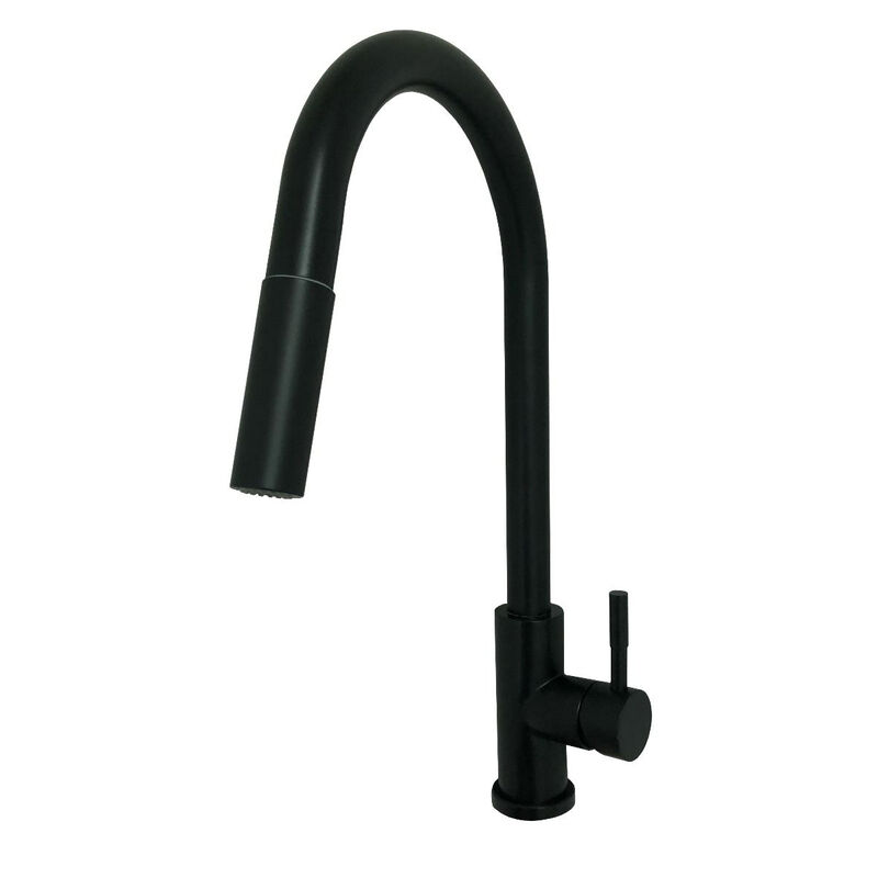 Empire Faucets Single-Lever Gooseneck Spout RV Kitchen Faucet with Pull-Down Sprayer, Black Matte image number 1