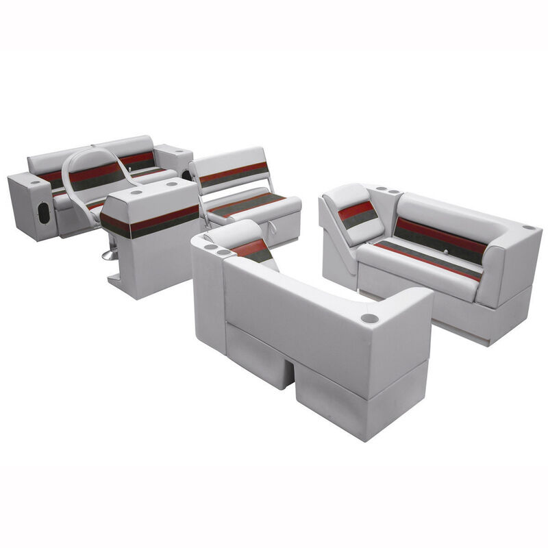 Deluxe Pontoon Furniture w/Toe Kick Base, Complete Package E, Gray/Red/Charcoal image number 1