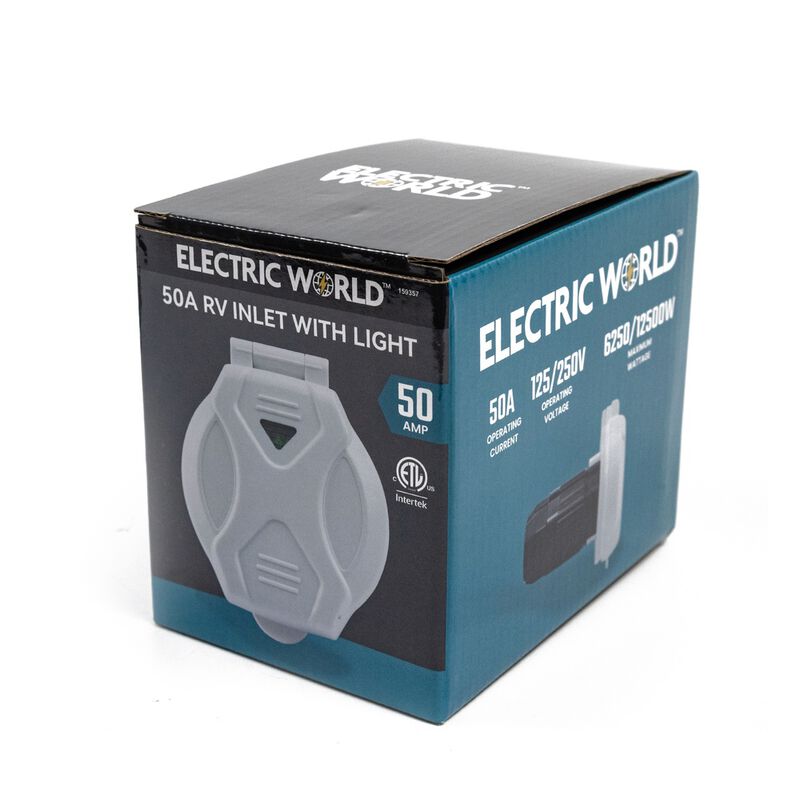Electric World 50A White RV Inlet w/LED image number 4