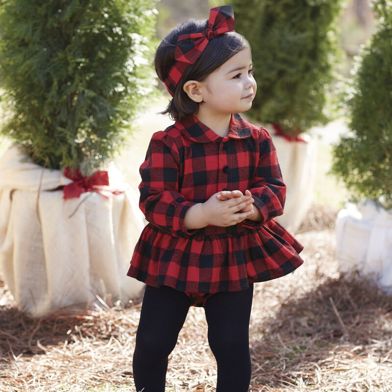 Mud pie Infant Girls' Buffalo Check Skirted Crawler One Piece image number 2