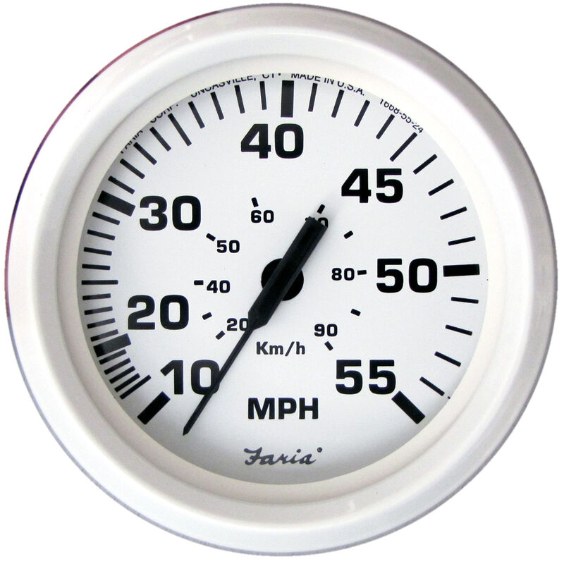 Faria 4" Dress White Series Speedometer, 55 MPH image number 1