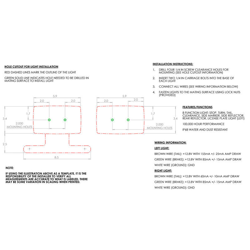 TecNiq T86 8-Function 6" Box Slim-Line Taillight Kit image number 3