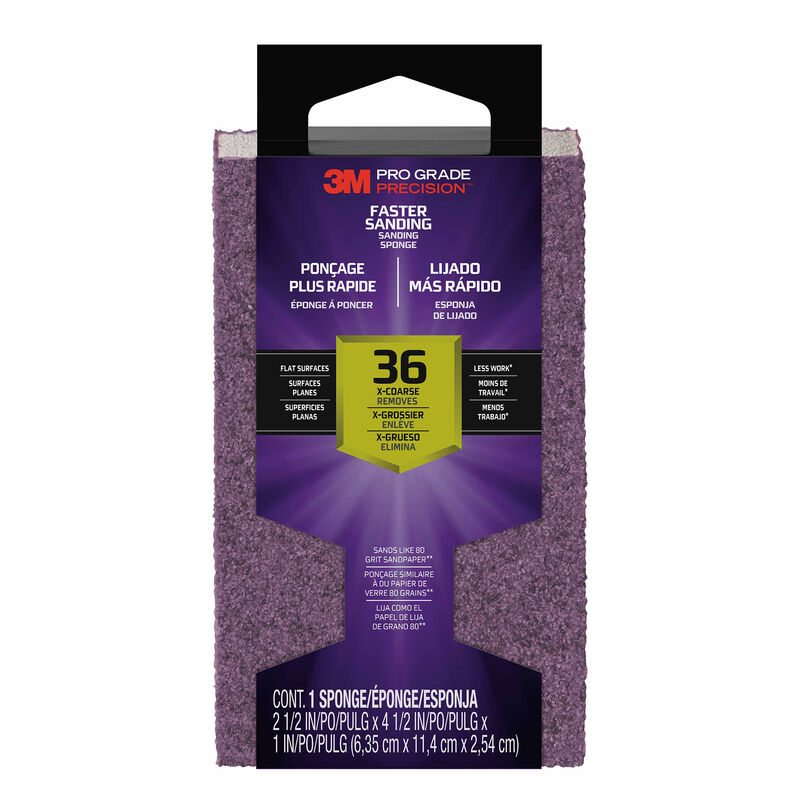 3M Pro Grade Precision Block Sanding Sponge, 36-grit image number 1