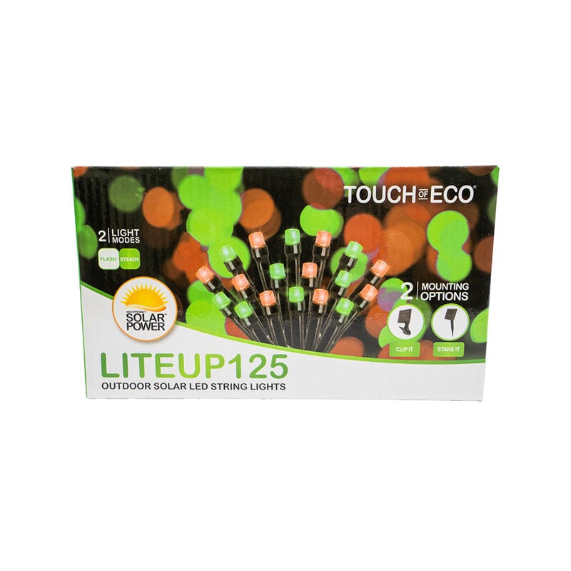 Touch of ECO LITEUP125 Outdoor Solar LED String Lights, Red and Green image number 2
