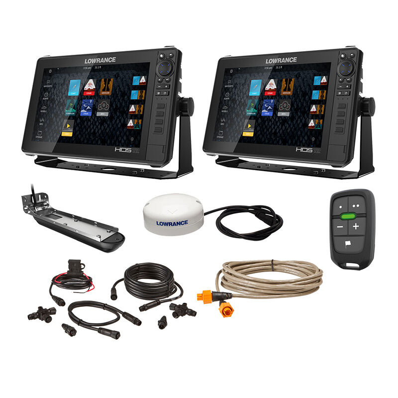 Lowrance HDS Live Bundle - 2 -12" Displays, AI 3-In-1 T/M Transducer, Point 1 GPS, LR-1 Remote & Cabling image number 1