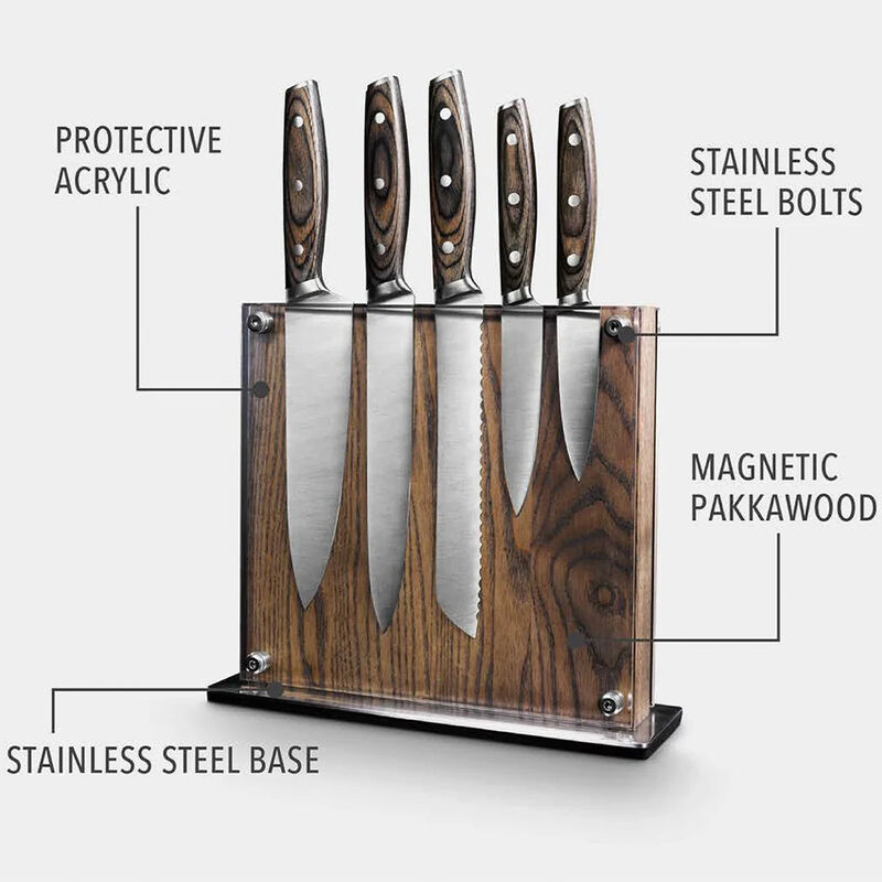 Art and Cook 6 Piece Knife Set with Magnetic Wood Block in Dark Walnut image number 3
