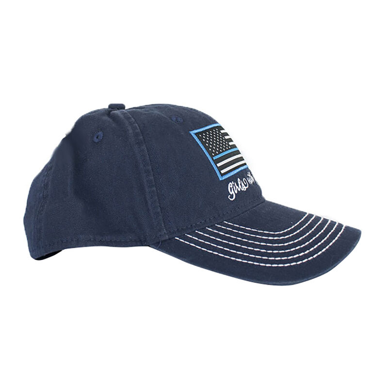 Girls With Guns Thin Blue Line Vintage Trucker Hat image number 2