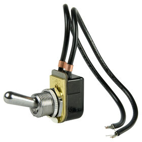 BEP SPST Chrome Plated Toggle Switch, Wire Leads, Off/On