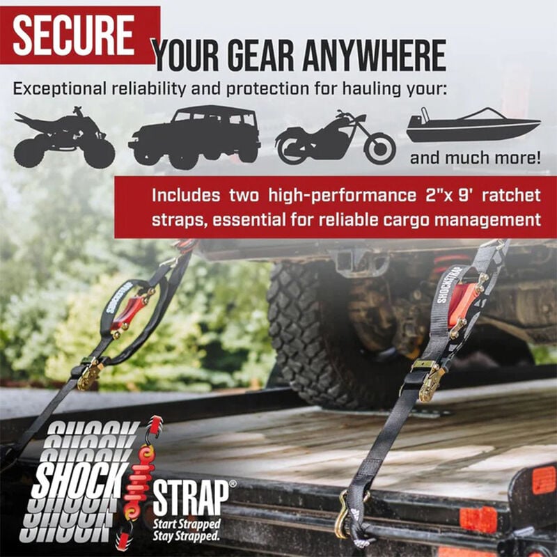 The Perfect Bungee 9' x 2" ShockStrap Ratchet Strap with Wire Hooks, 2-Pack image number 6
