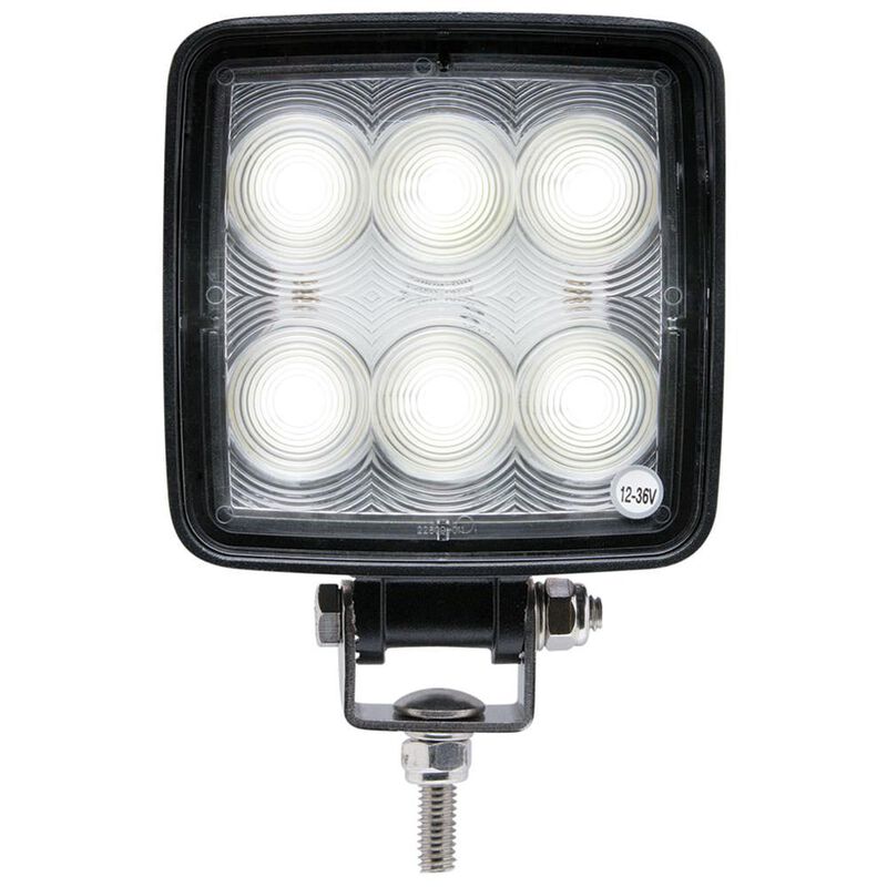 LED Mini Rectangle Tractor Light; 325 Lumens; 3 HP Diodes, Cast Iron Aluminum Housing; Flood; Steel hardware image number 2