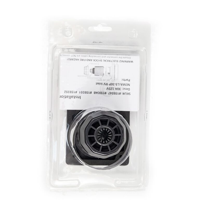  Electric World 30A Black RV Inlet w/Stainless Steel Cover image number 9