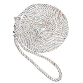New England Ropes 3/8" X 15' Premium Nylon 3 Strand Dock Line - White w/Tracer