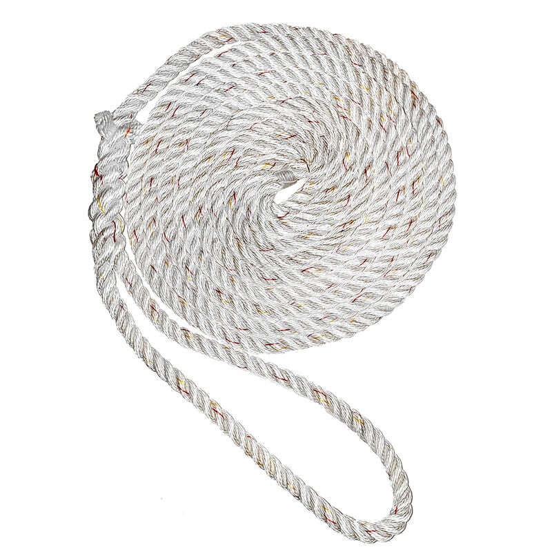 New England Ropes 3/8" X 15' Premium Nylon 3 Strand Dock Line - White w/Tracer