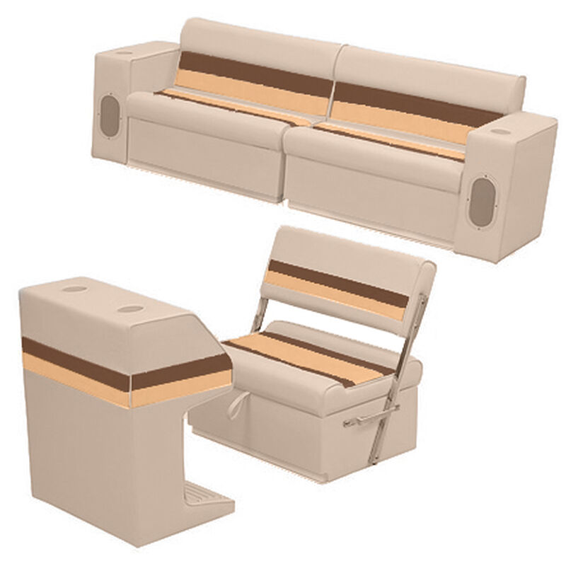 Deluxe Pontoon Furniture w/Toe Kick Base - Rear Group 7 Package, Sand/Chest/Gold image number 1