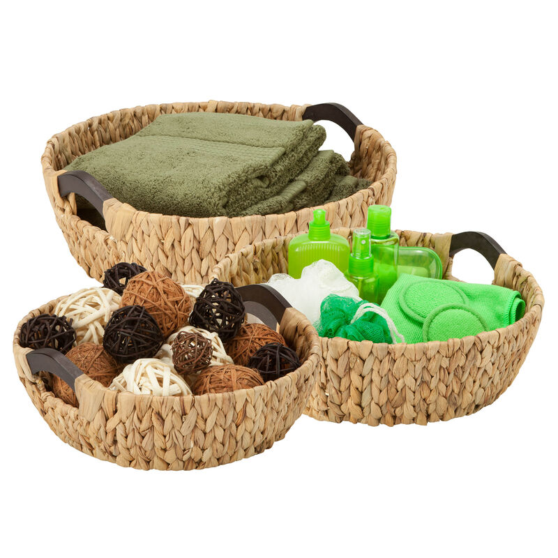 Honey Can Do 3-Piece Round Wood Storage Baskets, Natural image number 1