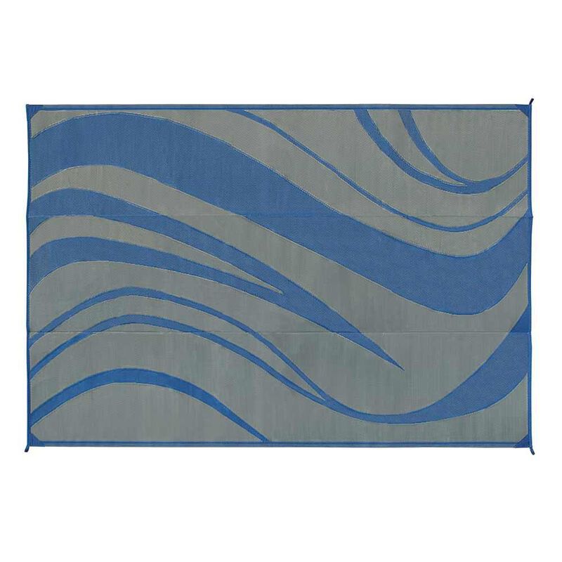 Reversible Wave Design Patio Mat, 9' x 12', Navy/Gray image number 2