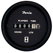 Faria 2" Euro Black Series Hourmeter, 10,000 Hours / 12-32V DC