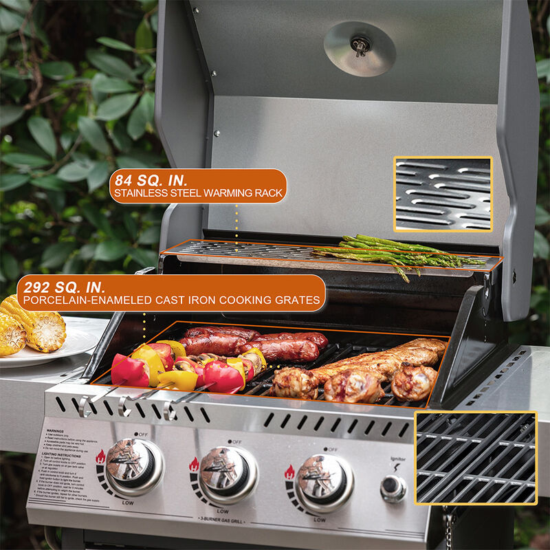 Royal Gourmet 3-Burner Cabinet Style Gas Grill - Silver image number 5