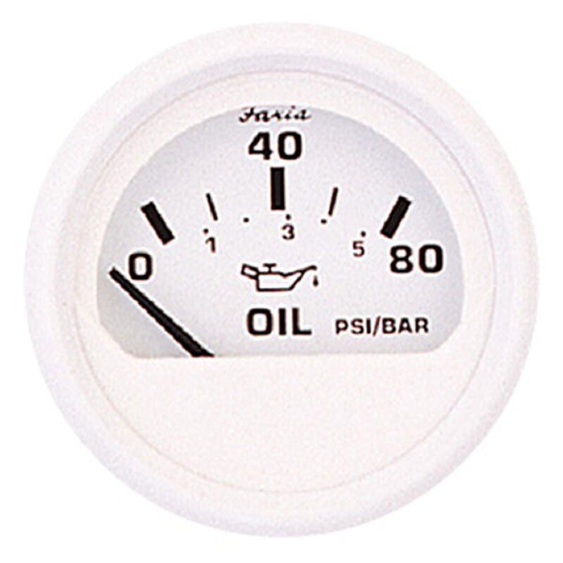 Faria 2" Dress White Series Oil Pressure Gauge, 80 PSI image number 1