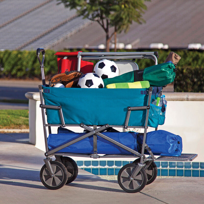 Collapsible Double Decker Outdoor Utility Wagon, Teal image number 3