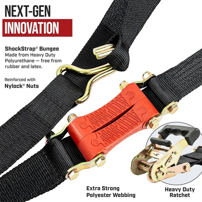 The Perfect Bungee 9' x 2" ShockStrap Ratchet Strap with Wire Hooks, 2-Pack image number 3