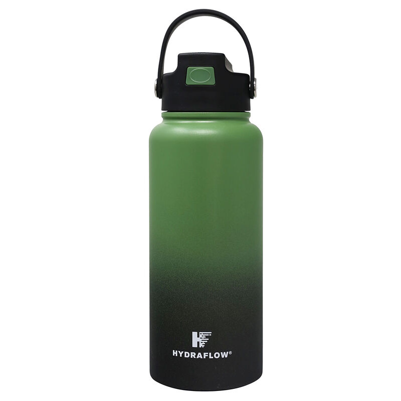 Hydraflow Hybrid 34-oz. Bottle w/Flip Straw, Ombre Hunter Green/Black image number 1