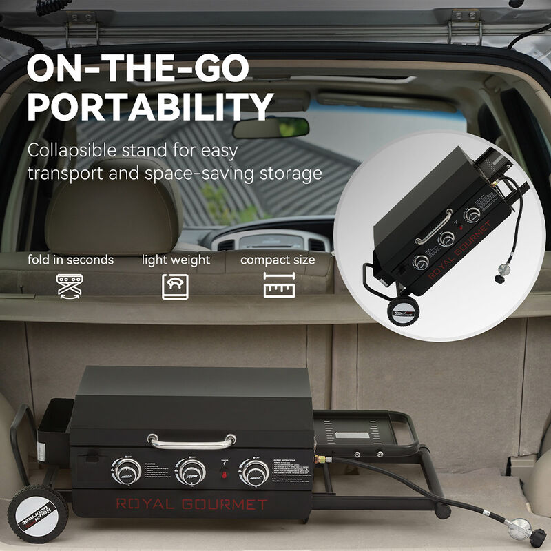 Royal Gourmet 23" Portable 3-Burner Gas Griddle with Collapsible Stand image number 13