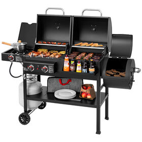 Royal Gourmet ZH3005Y 2-Burner Gas/Charcoal Grill with Offset Smoker + Side Burner