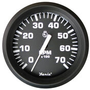 Faria 4" Euro Black Series Tachometer, 7,000 RPM Outboard