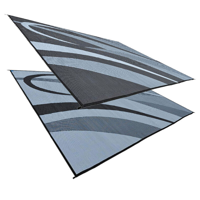 Reversible Graphic Design RV Patio Mat, 8' x 20', Black/Silver image number 2