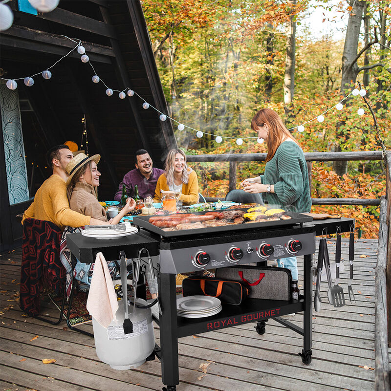 Royal Gourmet 34in 4-Burner Propane Griddle w/ Shelves & Storage image number 5